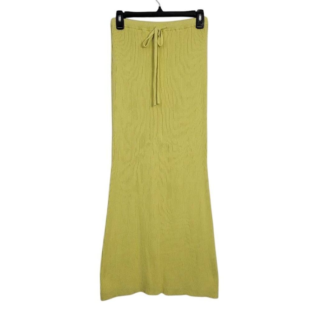 New Sabo Skirt‎ Knit Ribbed Midi Maxi Skirt Sz 4 Lime Green Stretchy Cotton Sexy